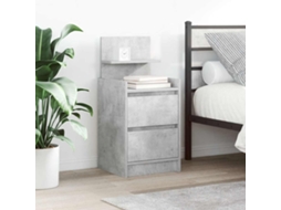Vidaxl Mesa De Cabeceira Com 2 Gavetas 38x34x80 Cm Cinzento Cimento