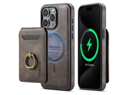 Capa Removível Magnética Para Iphone 16 Pro ,para Magsafe, Rfid, Pele Porta Cartões Cor De Café Hexinyigjly