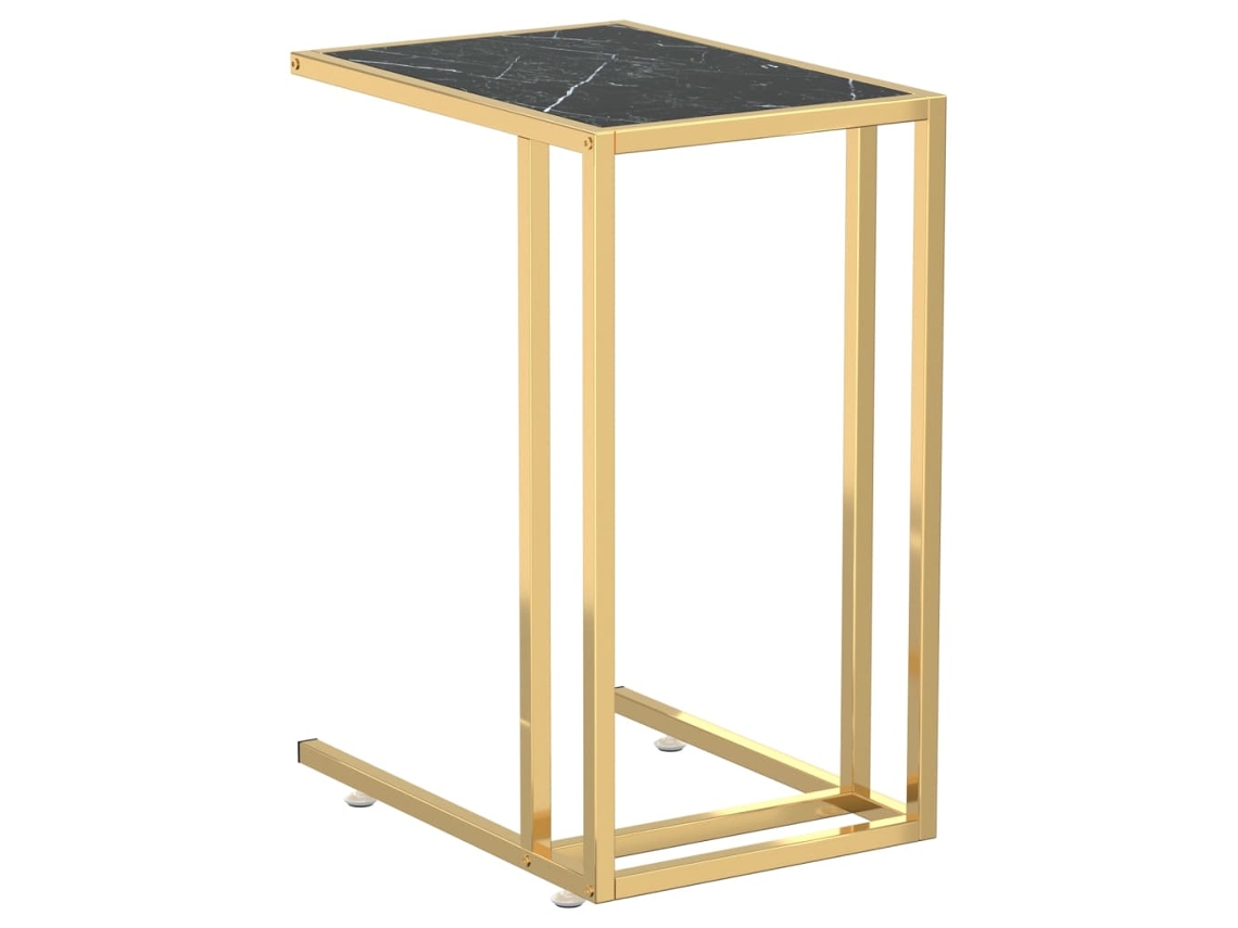 Mesa Apoio Computador Mármore Preto 50x35x65 Cm Vidro Temperado MAISON EXCLUSIVE
