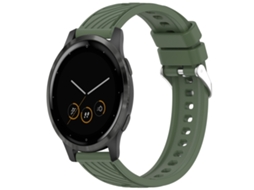 Bracelete para Garmin Vivoactive 4s Silicone Textura Listrada Fivela de Aço Prate Verde Escuro XIAOMOYU (18mm)