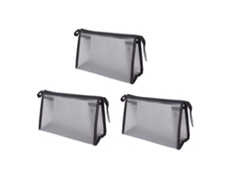 3pcs estojo de maquiagem malha Eva à prova d'água design triangular translúcido para viagem S/MARCA