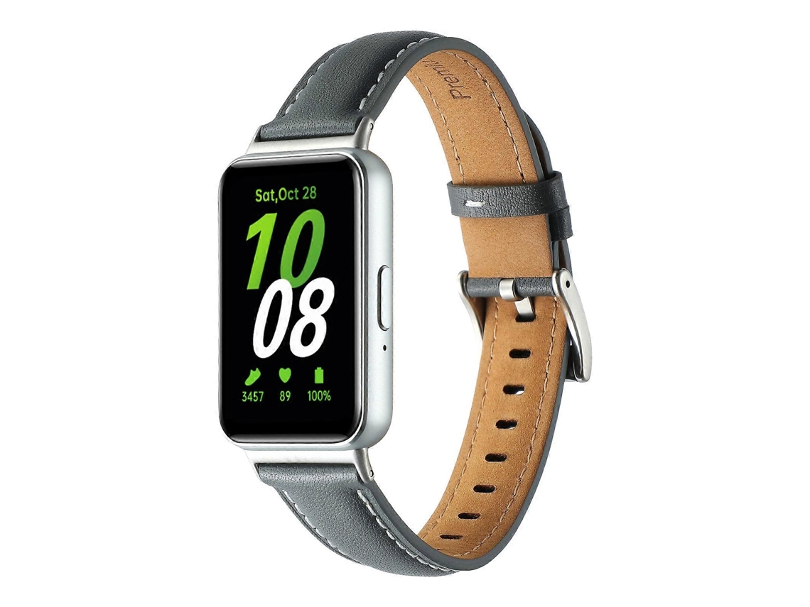 Pulseira De Couro Com Ponta Arredondada Para Samsung Galaxy Fit 3