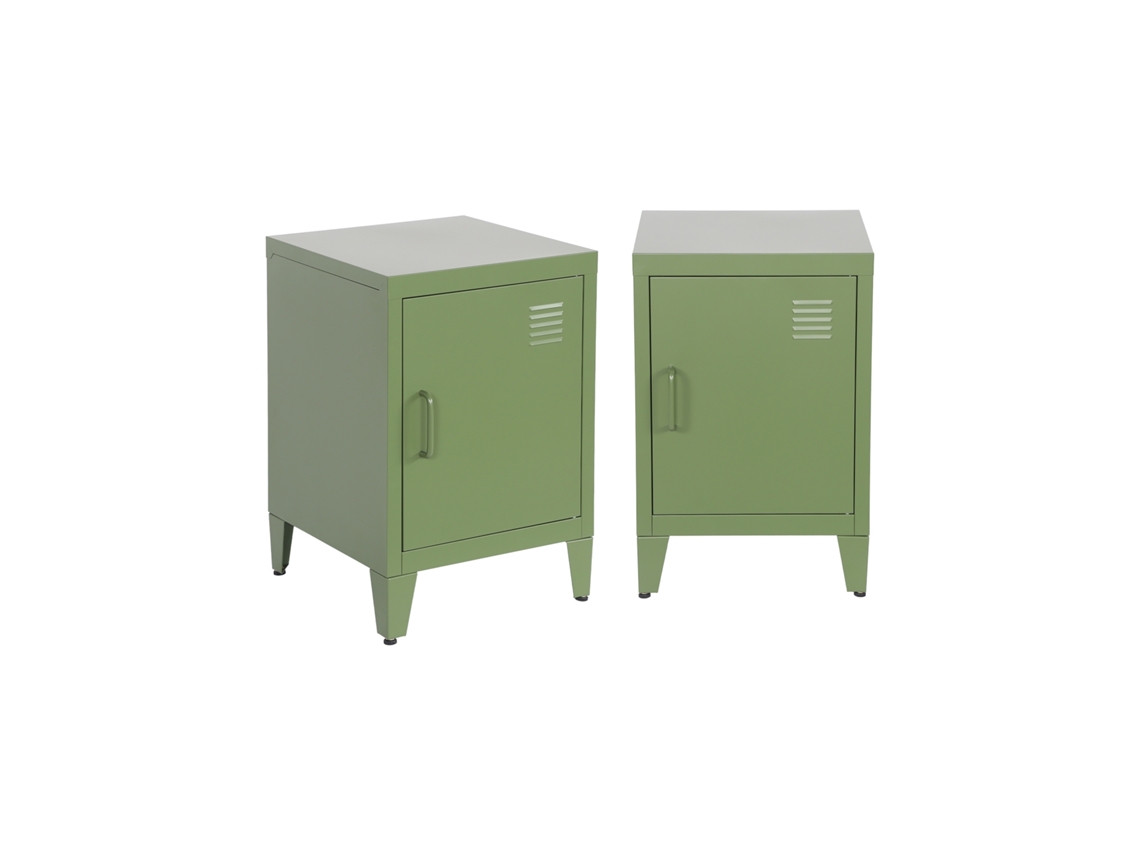 Mesa de cabeceira industrial de uma porta Sweeek Khaki Green (conjunto de 2)