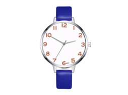 Relógio de Pulso Feminino Zhoulianfa Clássico Digital de Couro Pu Azul com Movimento de Quartzo