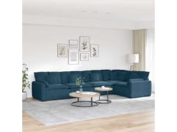 Vidaxl Sofá Modular Com Almofadas Veludo Azul