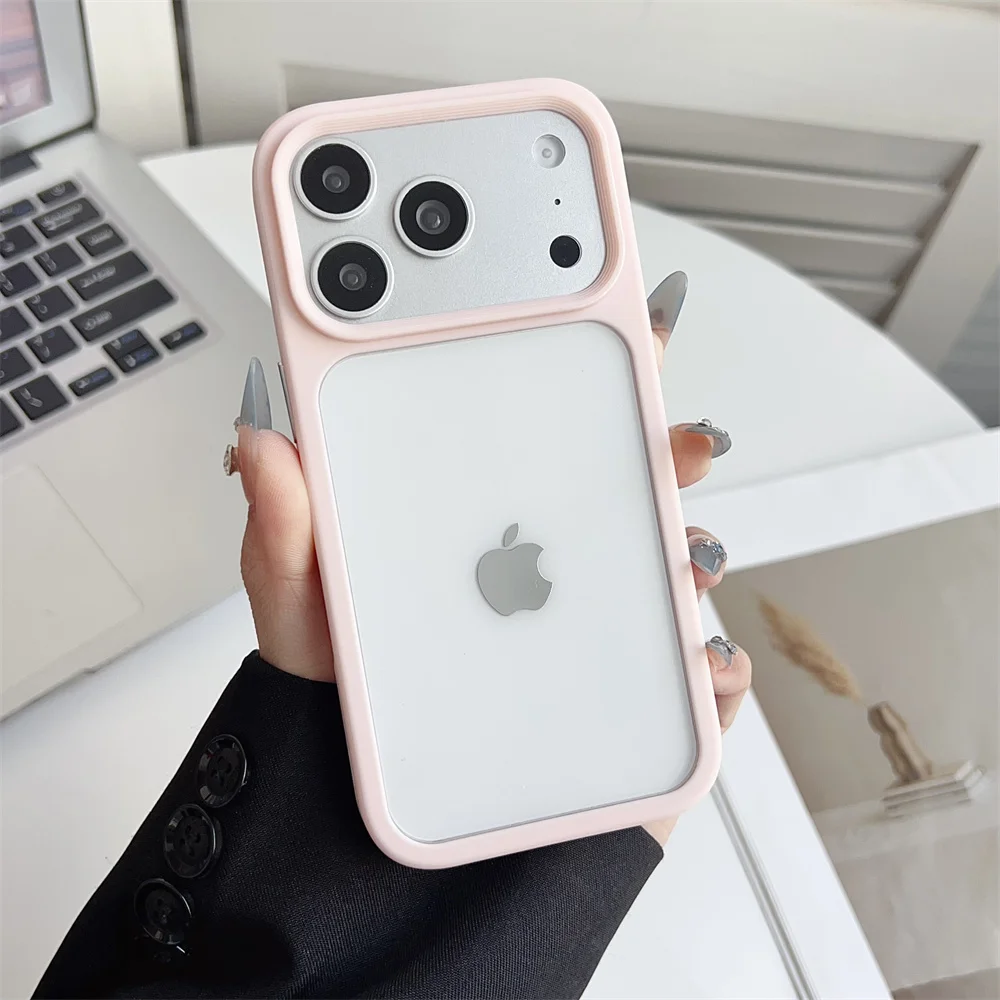 (iphone 17, Rosa) Capa Transparente Para Iphone, Proteção Contra Impactos.