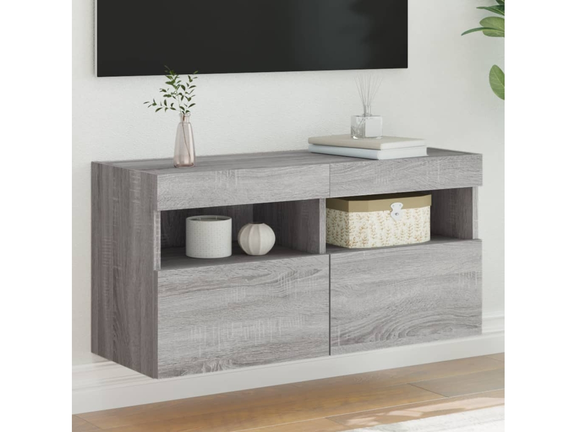 Vidaxl Móvel de Parede P/ Tv C/ Luzes Led 80x30x40 Cm Cinzento Sonoma