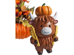 Estatueta de Vaca Das Terras Altas em Resina, Item Decorativo de Outono e Ação de Graças em Resina, Decoração Festiva CHABERLU