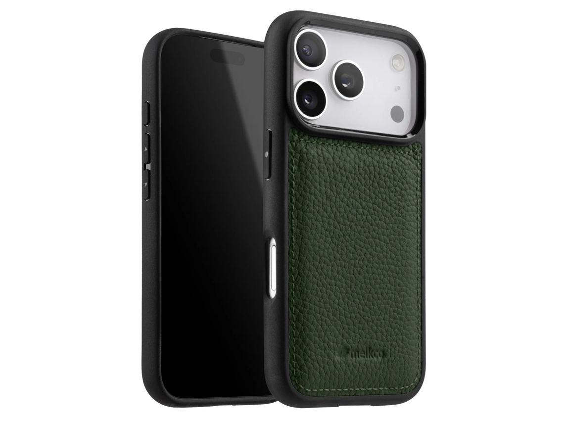 Capa Reforçada Para Iphone 17 Pro Em Couro Granulado Com Bordas Salientes