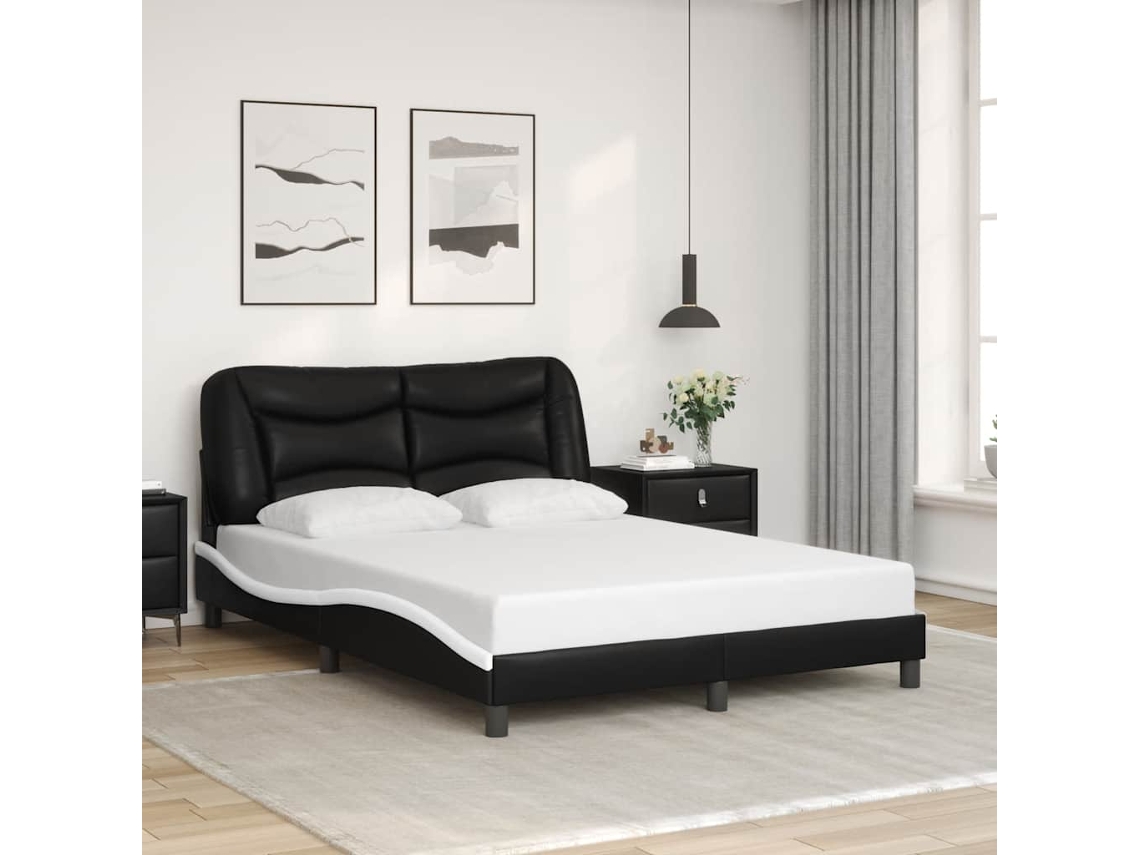 Vidaxl Estrutura de Cama Sem Colchão Hvar 120x200 Couro Artif. Preto/branco