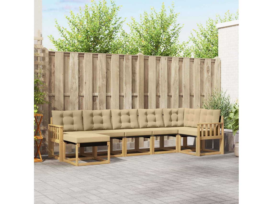 Vidaxl Conjunto De Sofás Para Exterior 7 Pcs Branco E Bege
