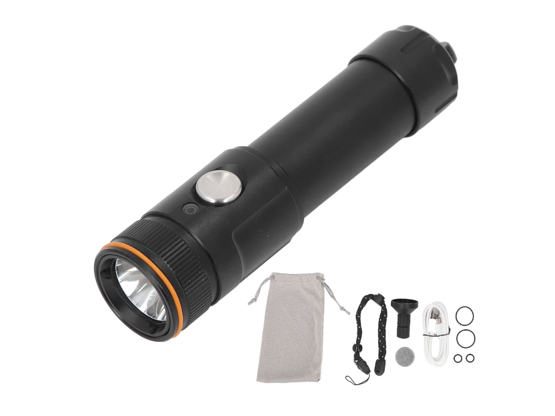 Lanterna Mergulho 5000lm 110m Ip68 Resistente Água 6 Modos Recarregável Torch Subaquática | S/MARCA