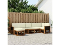 Vidaxl Conjunto De Sofás Para Exterior 7 Unid. Natural E Creme