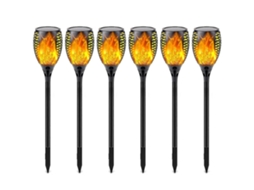 Rebe lâmpadas de Tocha Solar com Chama Piscante 6 Unidades, Iluminação Exterior Decorativa Solar Resistente À Água
