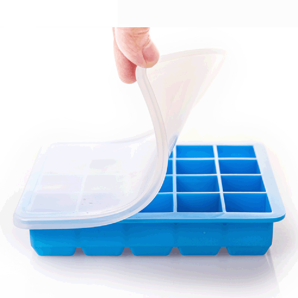 Bandeja de Gelo de Silicone com 20 Compartimentos Azul Celeste com Tampa ZMDECQNA