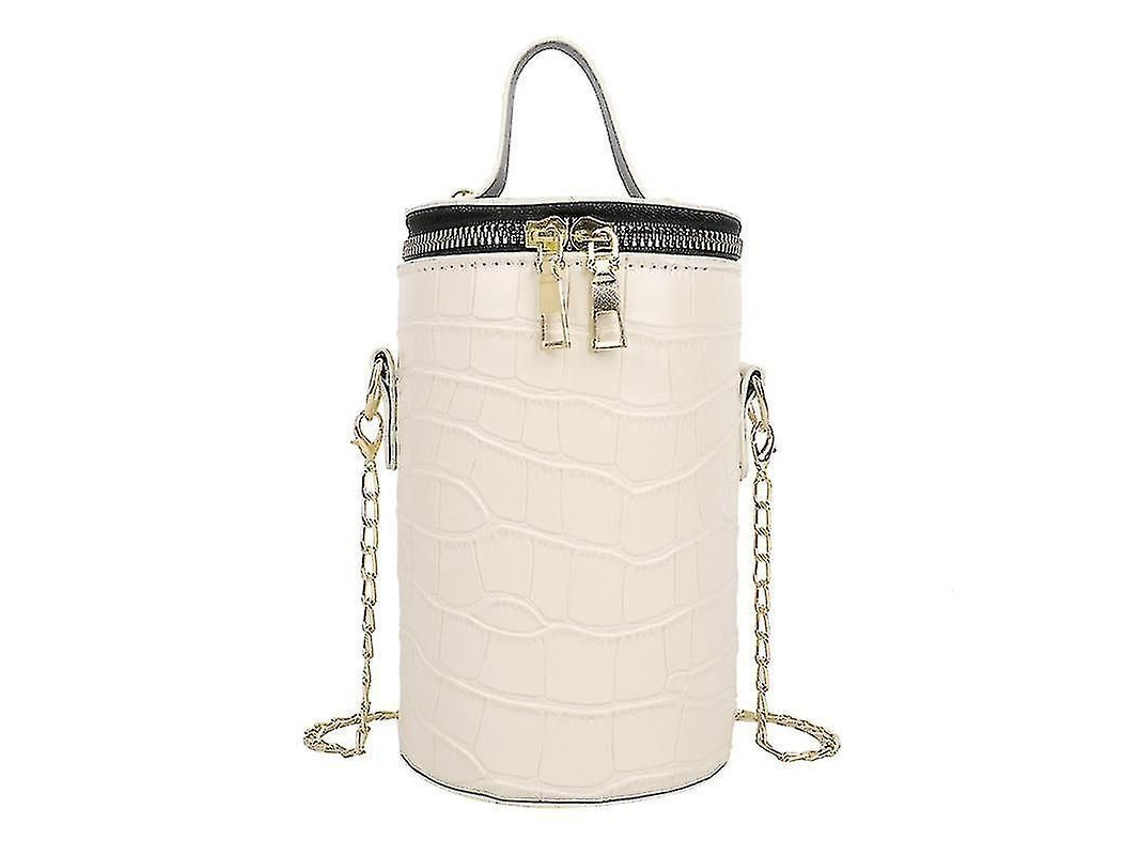Bolso Casual De Cuero Con Patrón De Piedra Y Cadena Para Mujer Hombro Messenger Bege