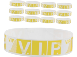 100 pulseiras de papel sintético para eventos e shows, resistentes, invioláveis, amarelas, ideais para festas e