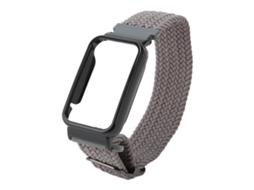 Pulseira Loop Trançada Elástica Náilon com Moldura Protetora para Mi Band 7 Pro Cinza Preto