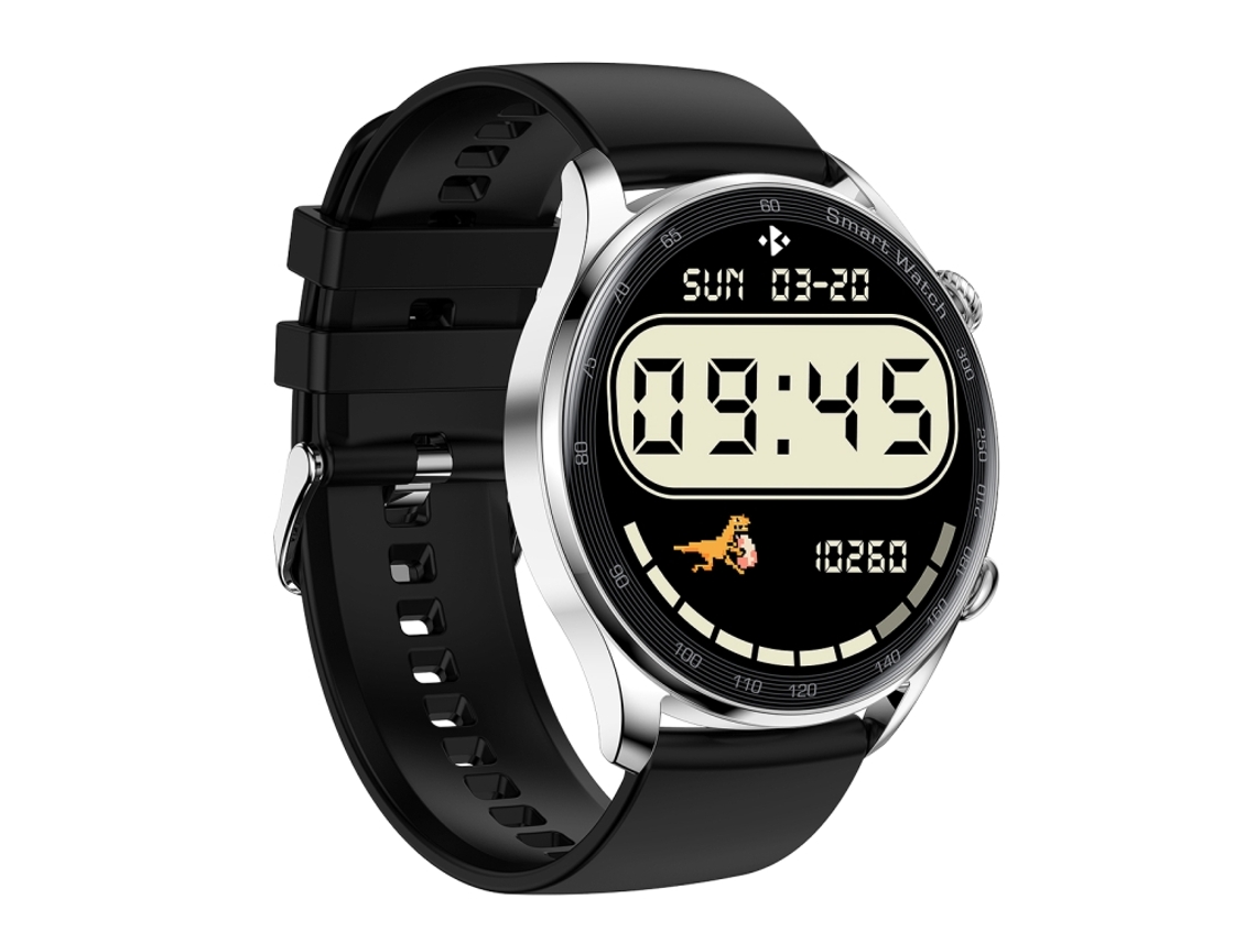 Relógio Inteligente Com Tela Sensível Ao Toque Ips De 1,36 Polegadas E Chamadas Bluetooth (pulseira De Silicone, Prata E Preto)