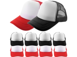 Conjunto De 10 Bonés De Beisebol Em Tela, 5 Pretos E 5 Vermelhos, Poliéster Leve, Personalizáveis.