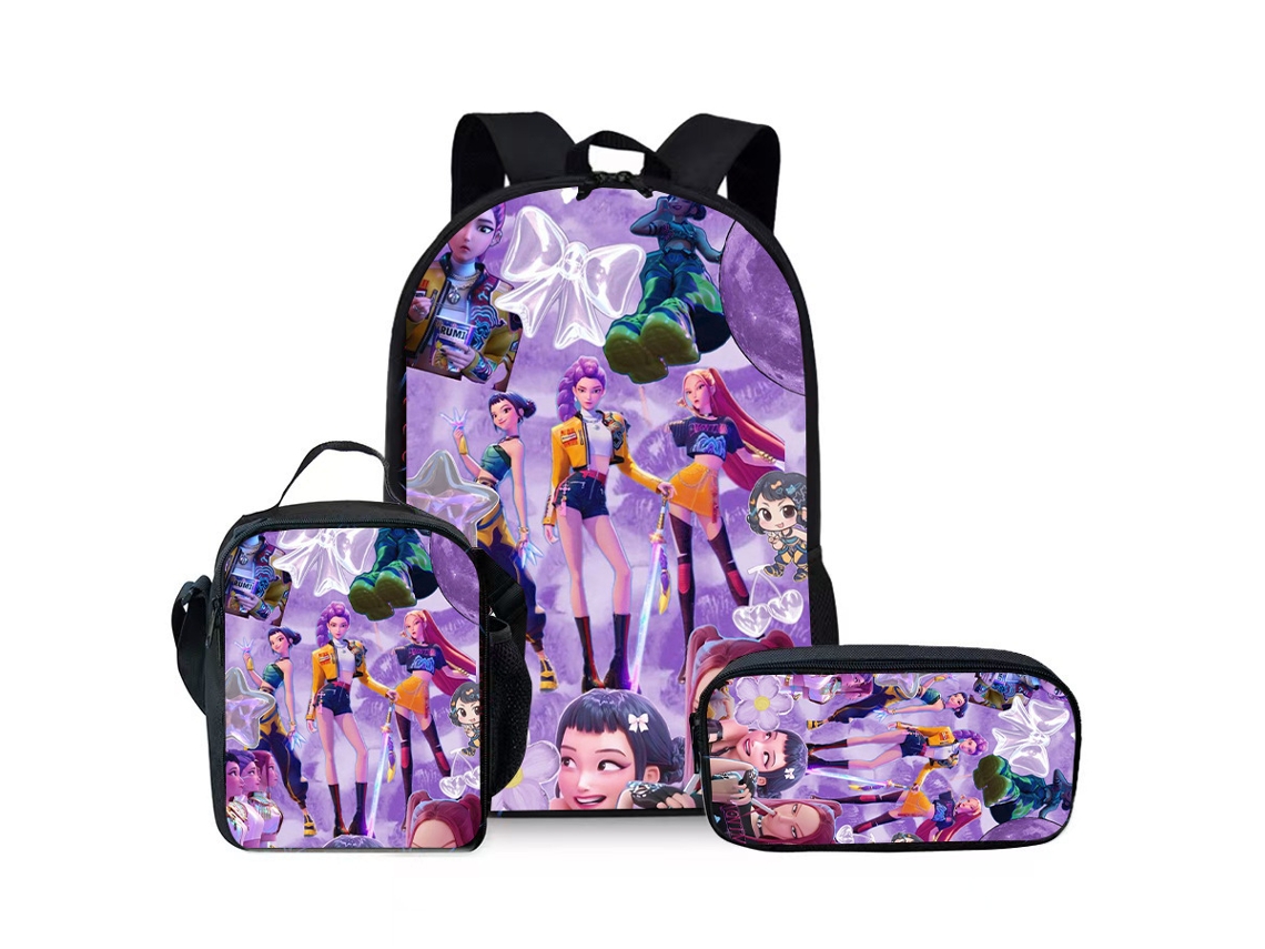 Conjunto De Mochila Estampada Com Bolsa De Refeição E Estojo, Impermeável, Grande Capacidade, Proteção Espinhal E Alívio De Estresse Estilo 30