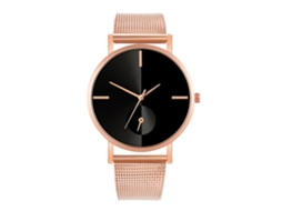 Reloj De Moda Para Parejas Con Correa De Malla Dial Redondo Cuarzo (5)