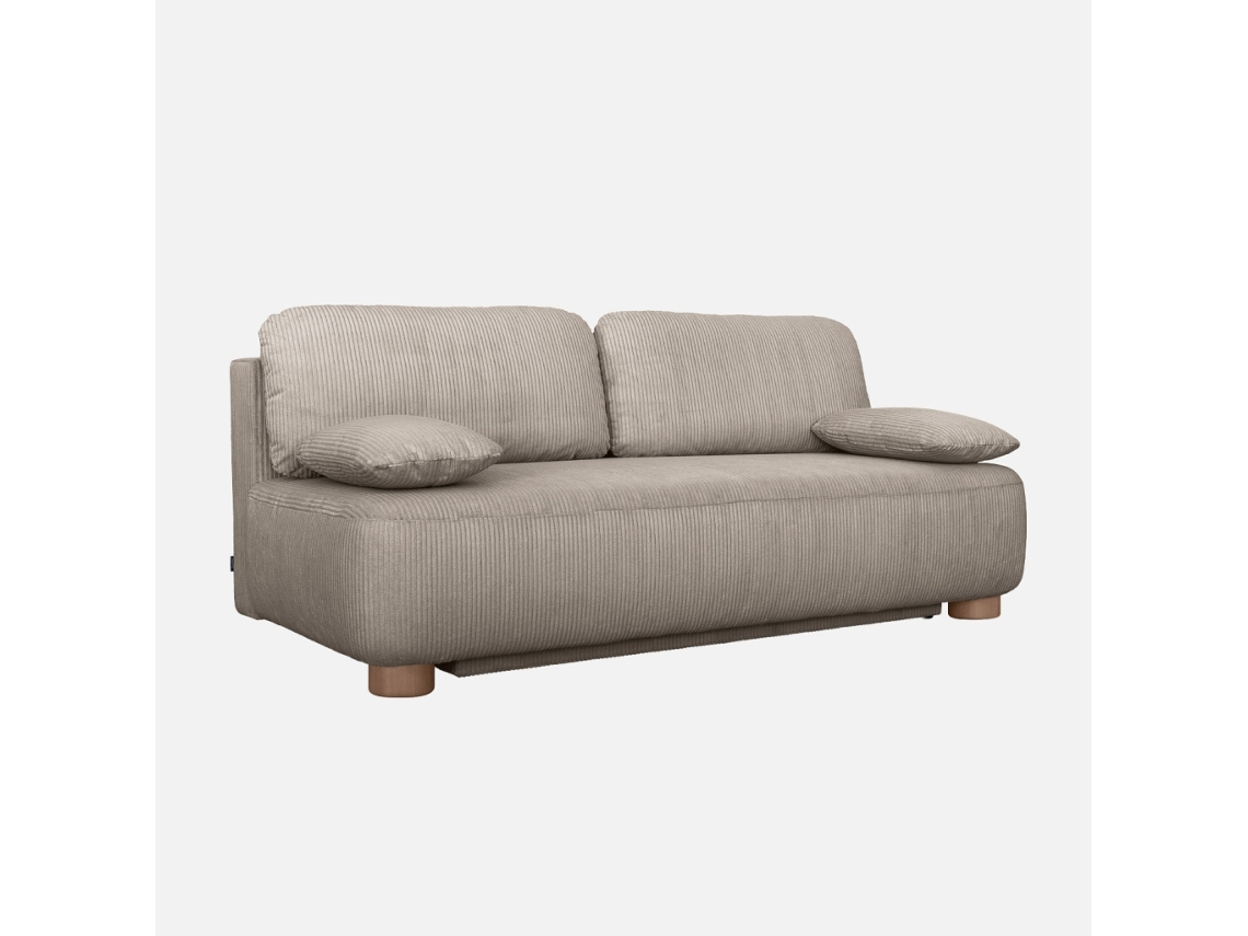 Sofá-cama Conversível Em Veludo Canelado, 3 Lugares, Taupe