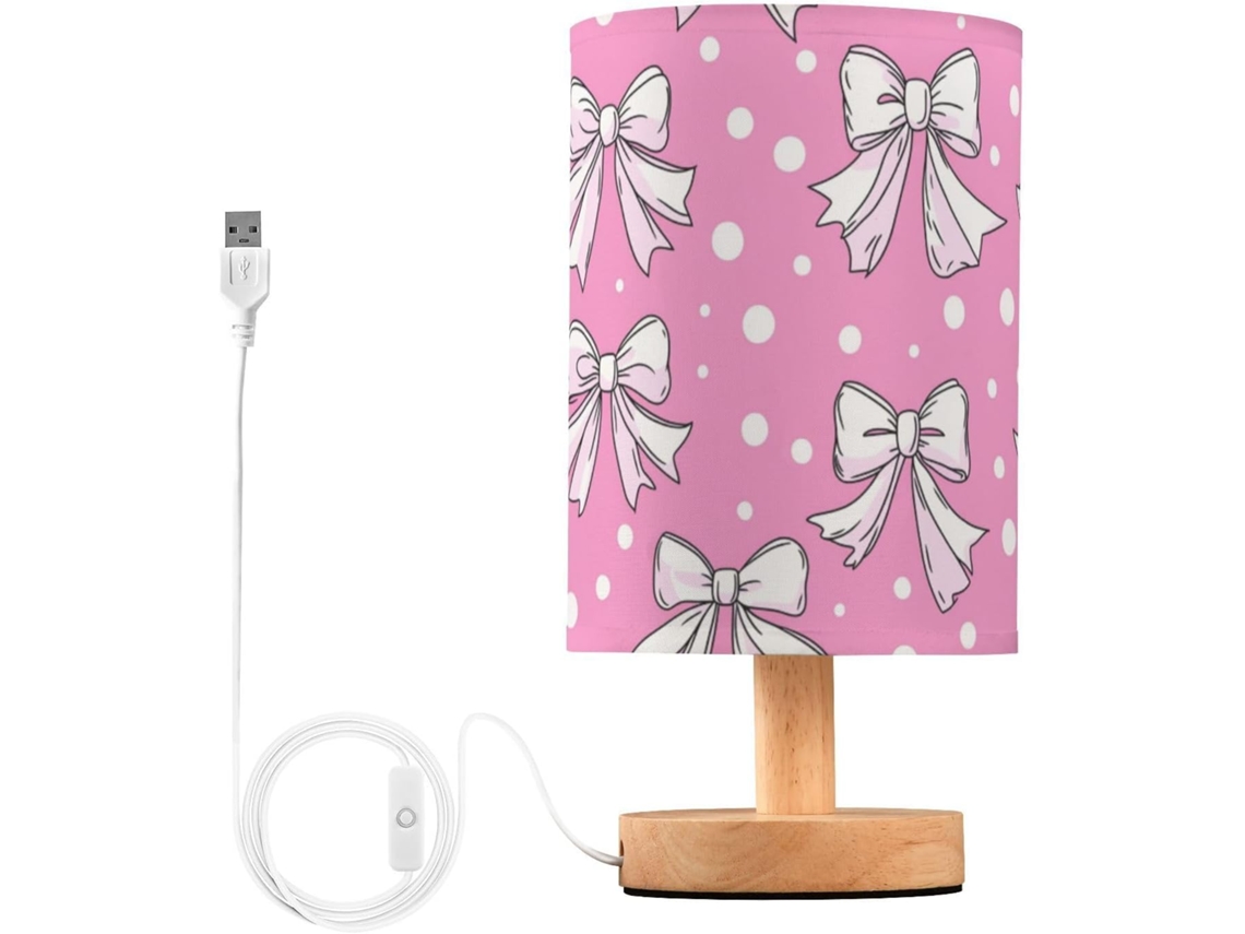 Abajur De Cabeceira Kcldeci Com Laços Fita Para Quarto, Estilo Fazenda, Mesa De Cabeceira, Luminária De Mesa Para Sala