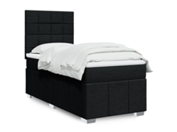 Vidaxl Cama Com Molas/colchão 100x200 Cm Tecido Preto