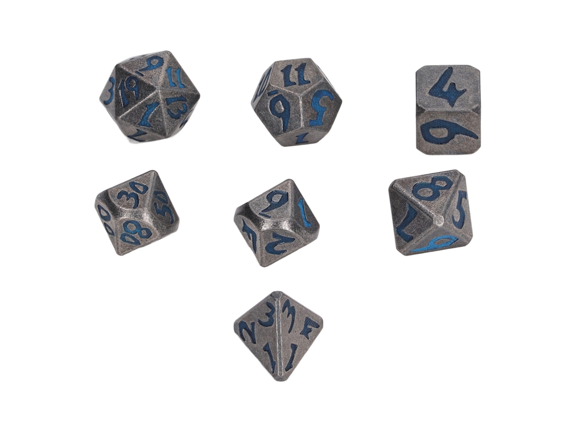 7pcs Dados Poliédricos De Metal Luminoso Para Jogos De Tabuleiro Festa De Férias