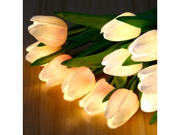 Luz de mesa tulipa, LED, ambiente, quarto, simulação, ornamental, bateria, cerâmica | S/MARCA