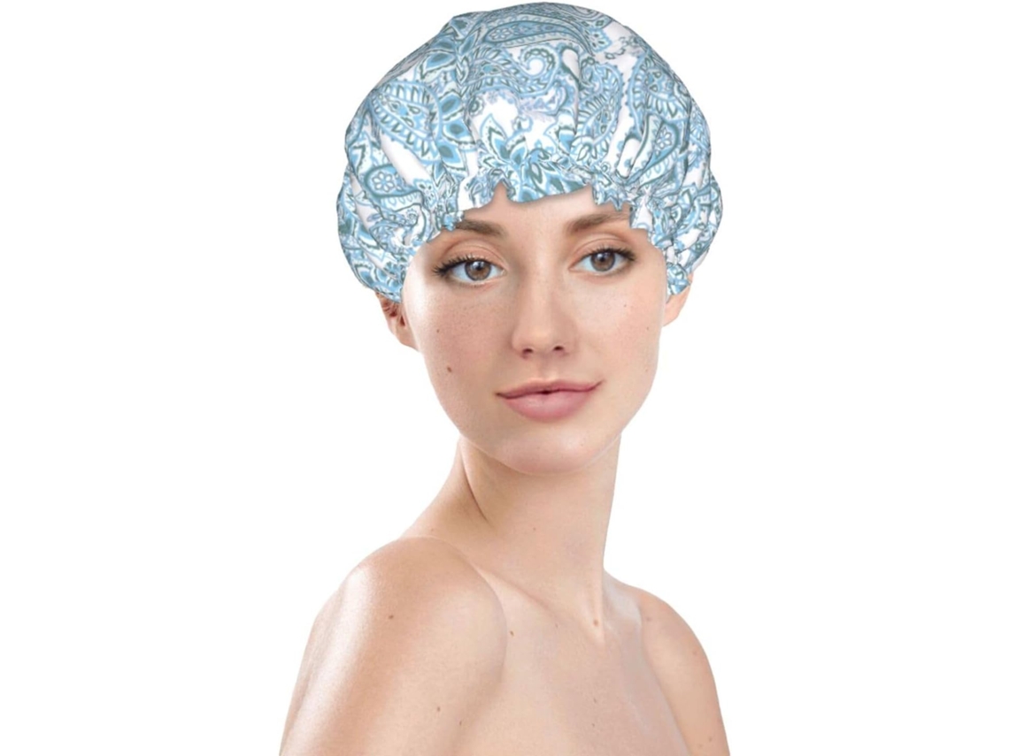 Touca De Banho Feminina, Reutilizável, Impermeável, Dupla Camada, Com Elástico, Ideal Para Cabelos Longos, Estampa