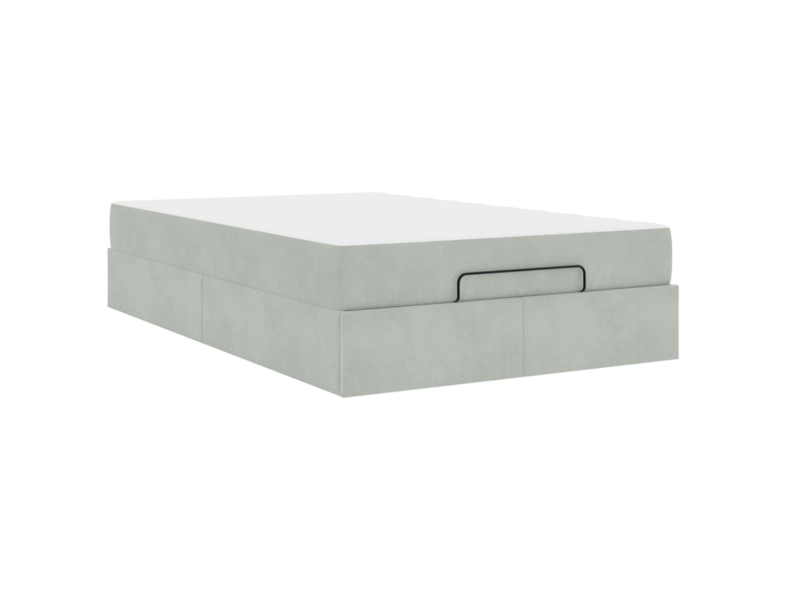 Conjunto de Estruturas de Cama com Colchão 2 Pcs Cinzento Claro Veludo MAISON EXCLUSIVE
