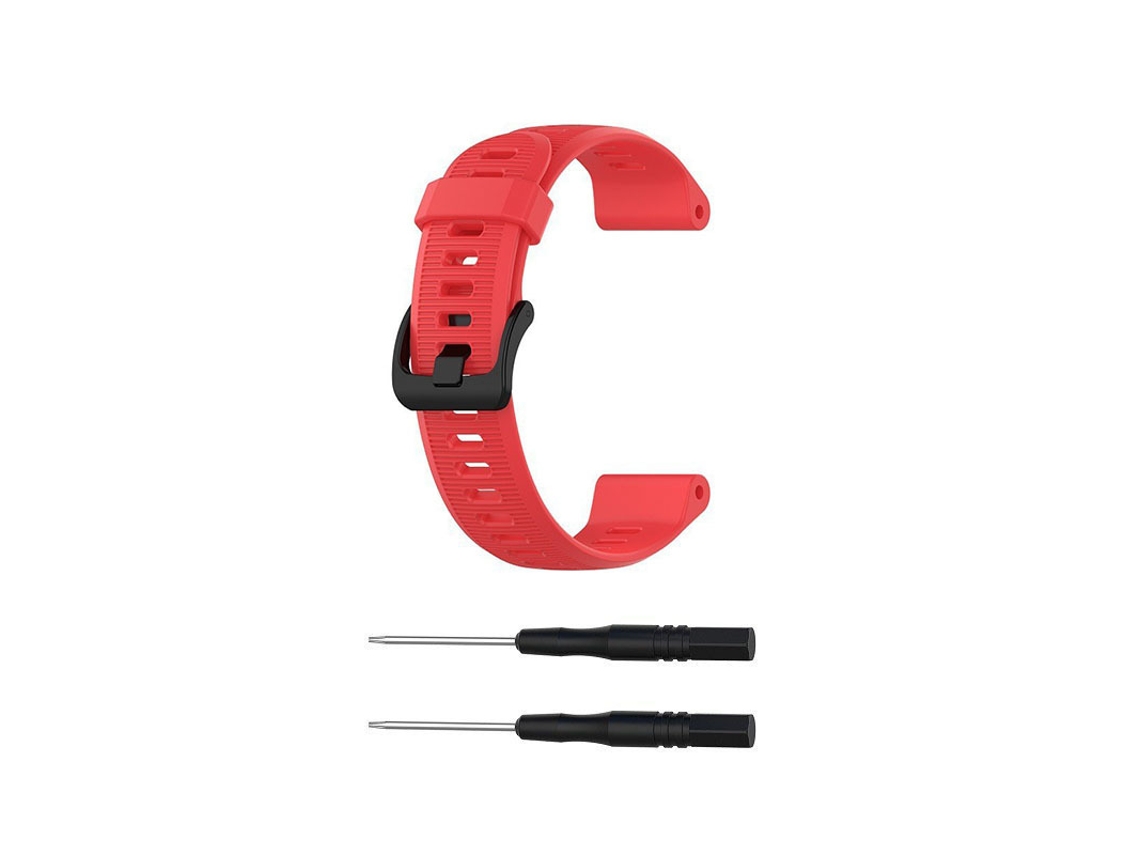 Bracelete Para Garmin Forerunner 935 Listras Horizontais Silicone Vermelho