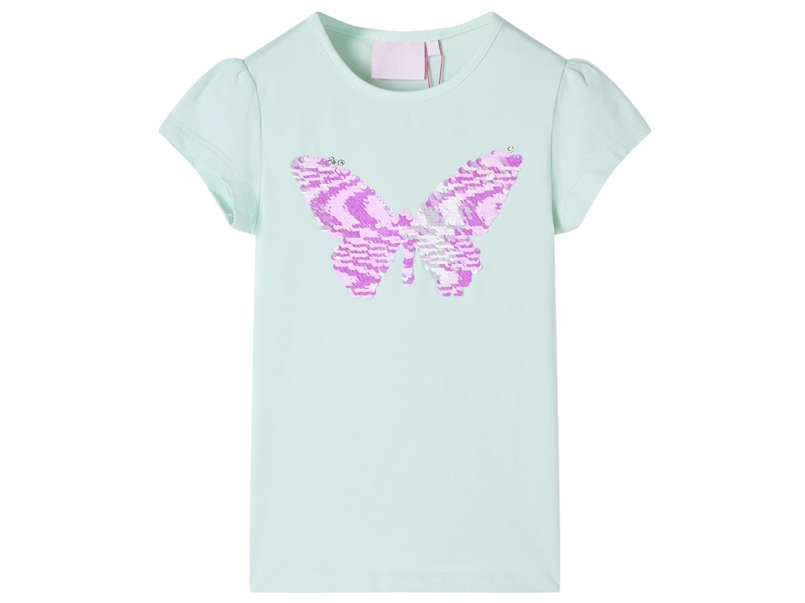 T-shirt De Manga Curta Para Criança Menta-claro 128