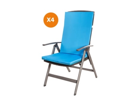 Almofada para Cadeira 4 Peça Almofada 110X47X4Cm Azul Almofada para Cadeira de Exterior Almofada de Assento com Encosto Alto SETGARDEN