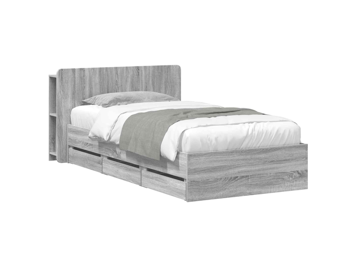 Vidaxl Estrutura De Cama Com Armazenamento Sonoma Cinzento 75 X 190 Cm