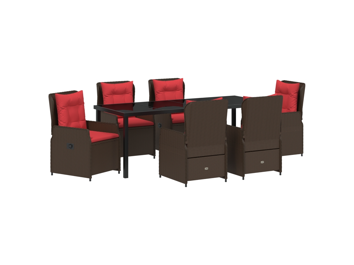 Conjunto 7 Conjunto De Jantar Para Jardim Vidaxl Castanho Aço Revestido A Pó (200 X 80 X 73 Cm)