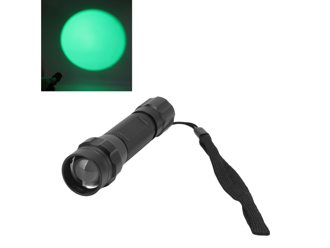 Lanterna portátil LED verde ajustável de modo único 2026 para caça, observação astronômica e camping.