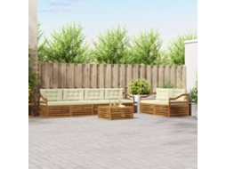 Vidaxl Conjunto De Sofás Para Exterior 7 Pcs Natural E Creme