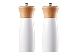 Conjunto de Moinhos de Sal e Pimenta de Madeira, Farol Elegante para Sal Marinho com Moinho Cerâmico e Aço Inoxidável