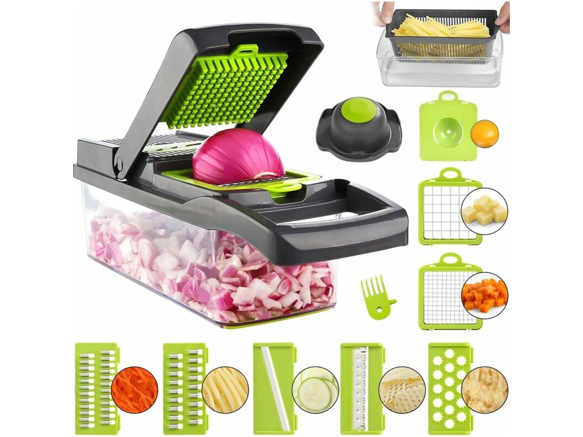 Fatiador Mandoline 12 Em 1 Com 7 Lâminas De Aço Inoxidável E Separador Ovos, Cortador Seguro De Legumes E Frutas Para A Cozinha