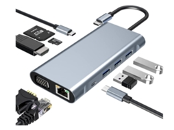 Hub USB-C 10 em 1, Adaptador USB-C, Estação de Acoplamento com*
