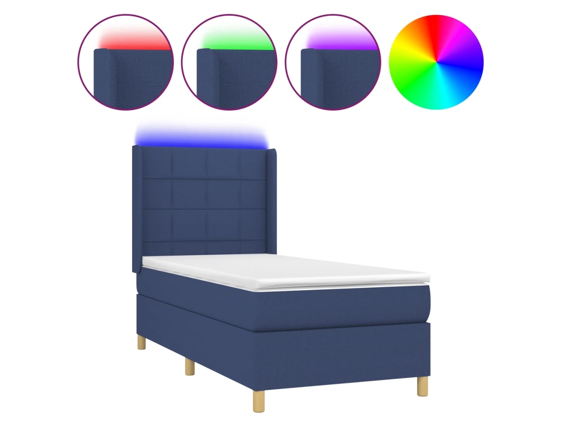 Box Spring Bed, Box Spring Beds Vidaxl Azul Tecido (90 X 190 Cm)