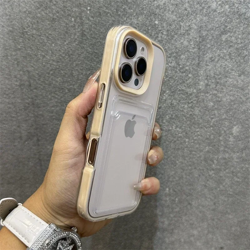 Capa Transparente Para Celular (kachi Iphone 12 Pro) Com Porta-cartões E Estrutura À Prova De Choque.