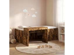 Vidaxl Cama Alta Para Crianças Com Mesa Carvalho Fumado 98.5 X 200 Cm