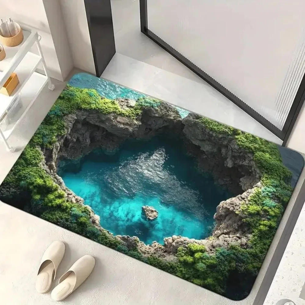 Tapete De Banheiro Antiderrapante 3d (estilo 3, 80 X 120 Cm), Tapete De Secagem Rápida.