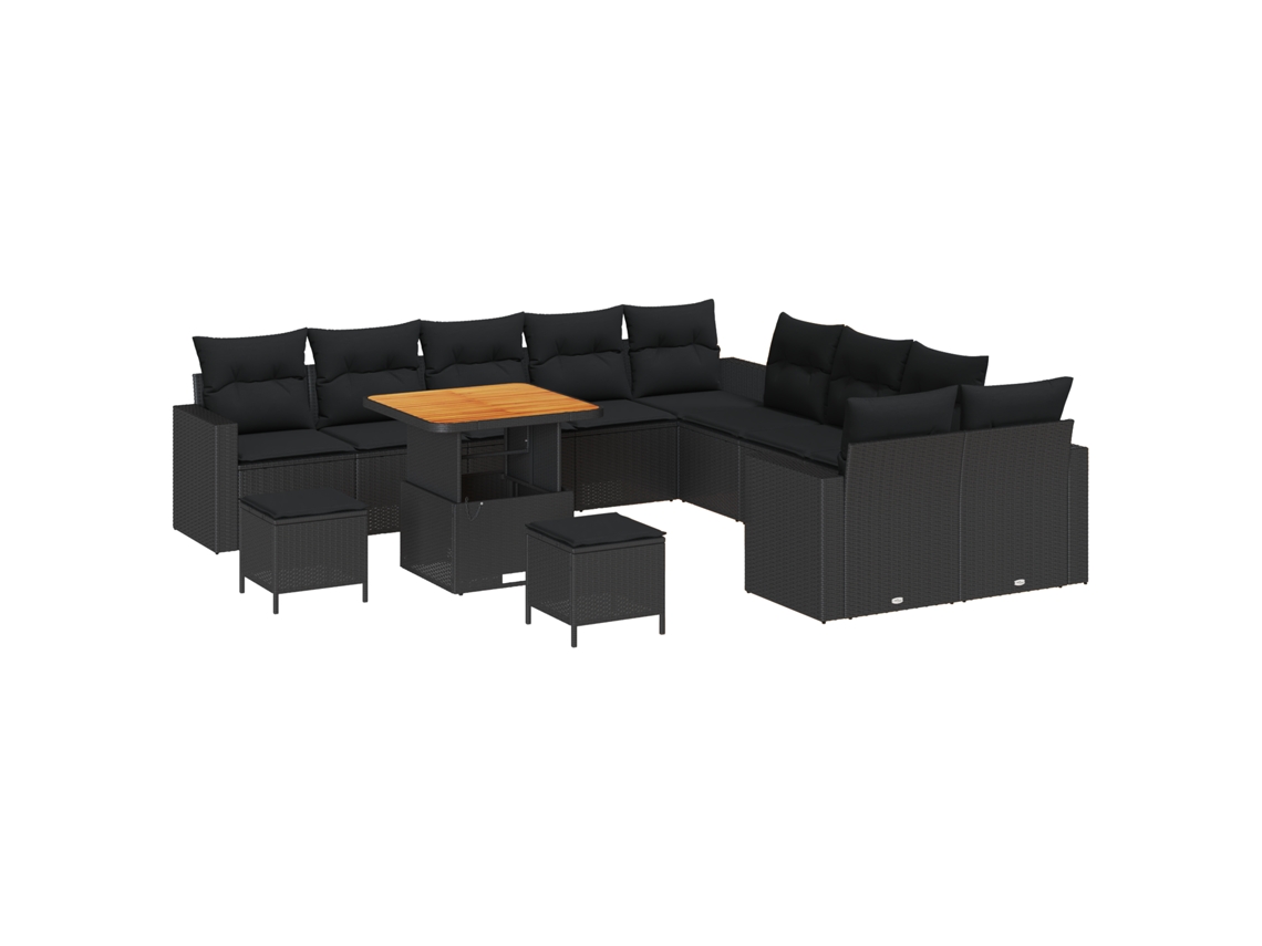 Conjunto 13 Móveis De Jardim Vidaxl Preto Vime Pe (80 X 80 X 71 Cm)