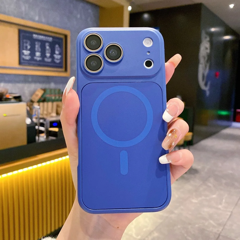 (azul, Iphone 16 Pro) Capa Magnética Magsafe 2 Em 1 Para Iphone, Proteção De Lente.