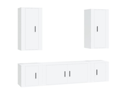 Conjunto TV Mover 5 Peças Madeira Processada Branco MAISON EXCLUSIVE